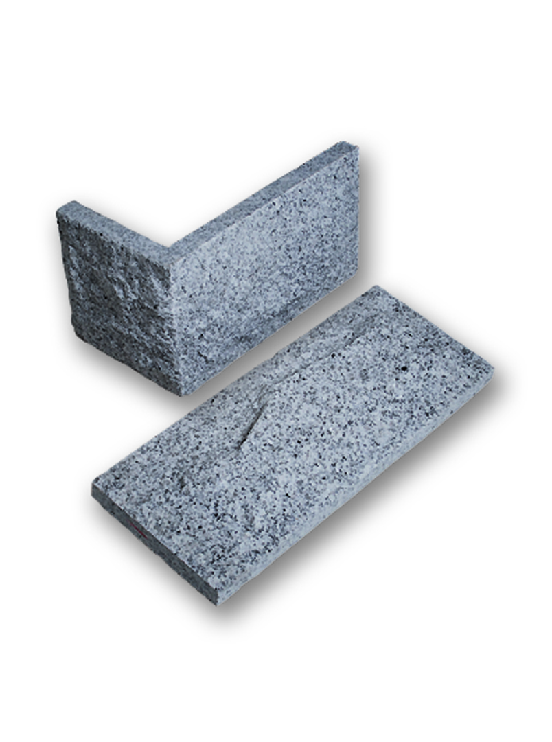 Verblender Granit hellgrau 2-4 cm stark Ecke 14cm